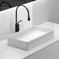 German Minimalist White Countertop Basin Square Washbasin Ceramic Bathroom Washbasin Single Basin Countertop Basin Small