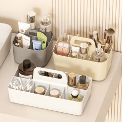 Bathroom Storage Rack, Washbasin Countertop Cosmetics Portable Compartmentalized Storage Box, Bathroom Supplies and Skin Care Product Storage Rack