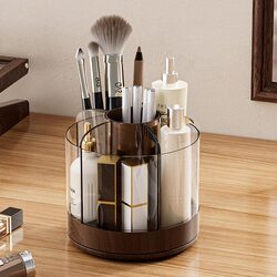 Makeup Brush Storage Box, Desktop Rotating Compartmentalized Makeup Tube, Dressing Table Makeup Organizer, Lipstick and Jewelry Storage Box