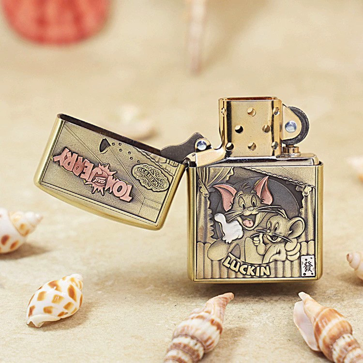 ジッポー キャット＆マウス ライター - アンティークシルバー仕上げ