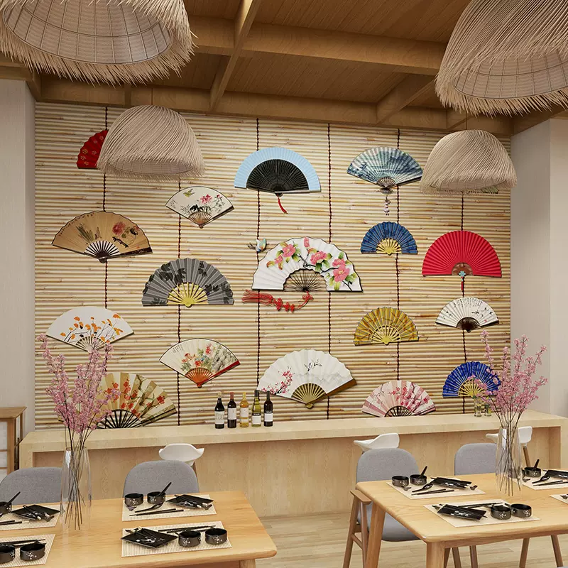 復古仿真屏風竹簾扇子拍照壁紙日式料理浮世繪壁紙和風劇本