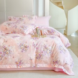 Light Luxury All-Cotton Bedding Four-Piece Set Suitable for All Seasons, 100% Pure Cotton High-End Bed Sheet, Duvet Cover, and Home Bedding Set