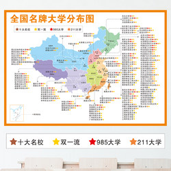 National Map of Prestigious Universities, High School Class Cultural Wall Inspirational Decorative Painting, 985211 University Map Wall Stickers