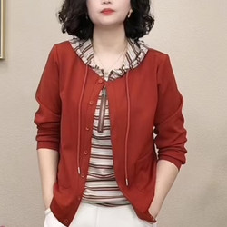 Pure Cotton Women's Loose Casual Hooded Sweatshirt, Fashionable Women's Patchwork Fake Two-Piece Versatile Long-Sleeve T-Shirt Cotton Top