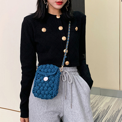 Hand-knitted Bag Diy Material Bag Mobile Phone Bag Female Japanese And Korean Hyuna Homemade Wool Crocheted Shoulder Crossbody Bag