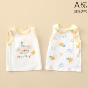 
Children aged 0-7 years old, summer thin vests for men and women, pure cotton outer wear, baby sleeveless tops, inner wear