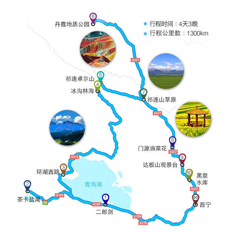 青甘小环线拼车青海旅游拼车4天3晚青海湖茶卡张掖祁连纯玩四日游