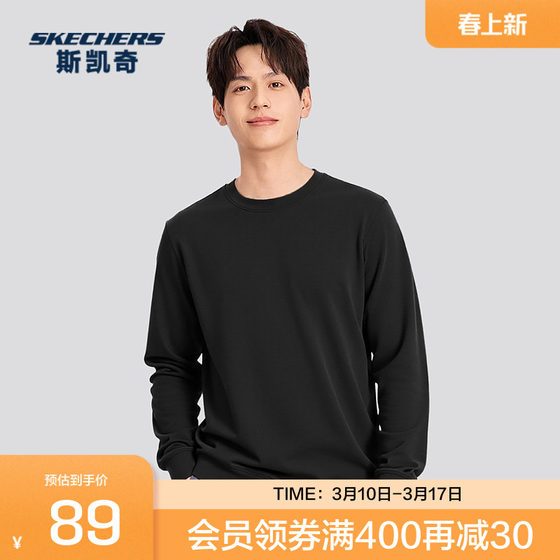
Skechers sports T-shirt spring men's loose round neck long sleeve knitted fashion casual and comfortable version