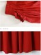 Spring and Autumn Solid Color Large Pocket Skirt Literary Retro Cotton and Line Long Skirt Half Body A-line Skirt Red Big Swing Umbrella Skirt