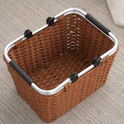 Outdoor Camping Portable Foldable Picnic Basket, Rattan-Like Fruit Picking and Mushroom Picking Basket, Meal Preparation Storage Box Basket