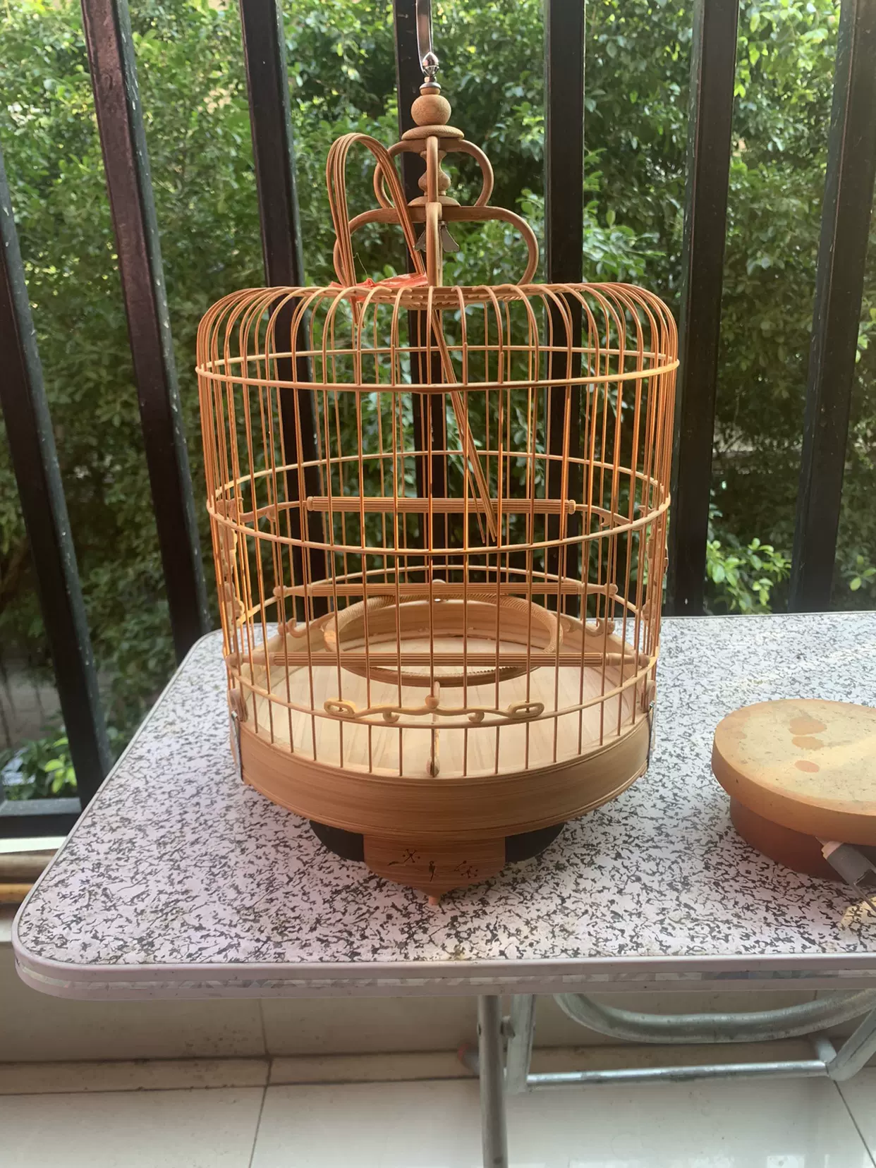 老竹波籠正裝繡眼籠手工竹製鳥籠52支直徑24cm 拉花款虎牙門鳥籠