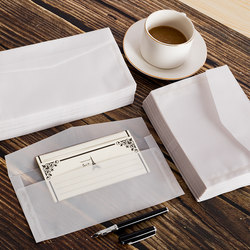 Translucent Frosted Sulfuric Acid Paper Envelope and Letter Paper Set, Birthday Greeting Card, Retro European and Western Style, Horizontal Version, Square Large Transparent Envelope, Waterproof, Artistic, Simple, High-End Love Letter ins Postcards