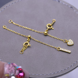 DIY配件 S925纯银珍珠项链手链抽拉调节扣单排扣手工串珠银扣3-8