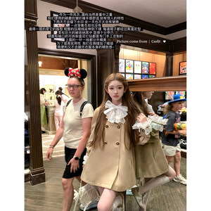 Chi umbrella 25/fw Autumn time tea Handmade flower diamond collar windbreaker Small A-line windbreaker bow shirt suit Autumn