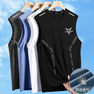 
Sports vest men's new summer ice silk mesh sleeveless vest top fitness sweat-absorbent quick-drying thin T-shirt new style