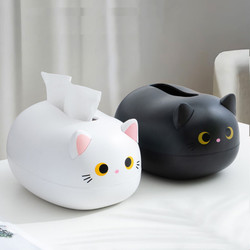 Cute Tissue Box Creative Cat Living Room Cartoon Animal Roll Paper Storage Box Cat Desktop Toothpick Tissue Box