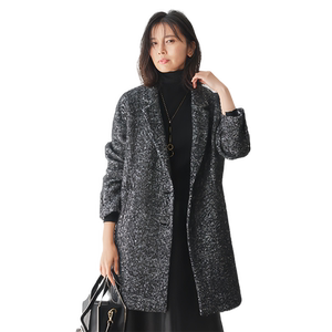 
Area 23 Japanese spring commuter loose version wool blended herringbone medium-length coat wool coat shopping mall same style