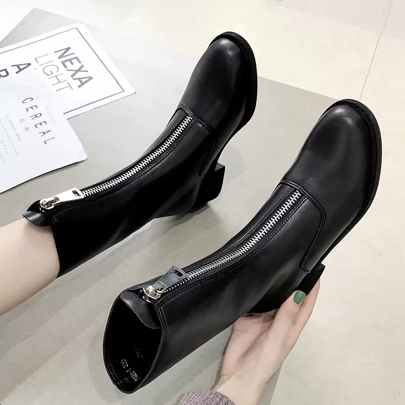 guidi靴鬼帝靴短靴女2023秋冬款百搭瘦瘦靴前拉链加绒马丁靴单靴-Taobao
