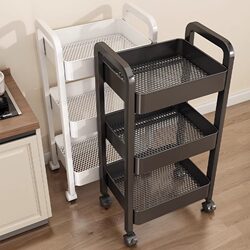 Kitchen Storage Rack Small Trolley Floor-Standing Household Movable Multi-Layer Shelf Multi-Functional Fruit and Vegetable Basket Storage Rack