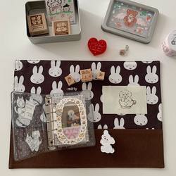 Autumn and Winter Melad Miffy Rabbit Cotton and Linen Tablecloth, Vintage Journal Decoration, Photo Background Cloth, Non-Slip and Stain-Resistant Desk Mat