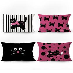 Cream-Style Cute Cat Rectangular Double-Sided Pillow Modern Minimalist Sofa Living Room Model Room Lumbar Pillow Cover Cushion