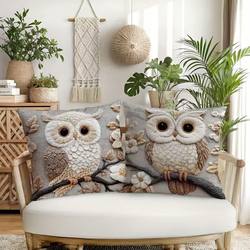 Popular Owl Flat-Printed Pillow for Living Room Sofa, Car, and Bedside, Super Soft Cushion with Removable and Washable Pillowcase