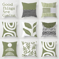 Green European-Style Throw Pillow for Sofa, Living Room, Square Cushion, Car Lumbar Support, Bed Headrest, Backrest Pillow, Removable and Washable