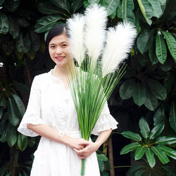 Reed Grass Artificial Flower Decorative Ornaments High-End Fake Flowers with a Sense of Sophistication for Living Room Floor-Standing Dried Flowers and Green Plants for Outdoor Use