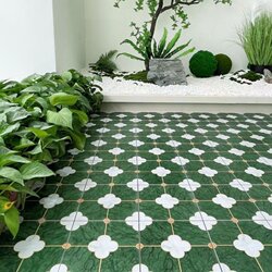 French Retro Dark Green 300X300 Tile Bathroom Kitchen Bathroom Moroccan Chain Hotel Balcony Piece