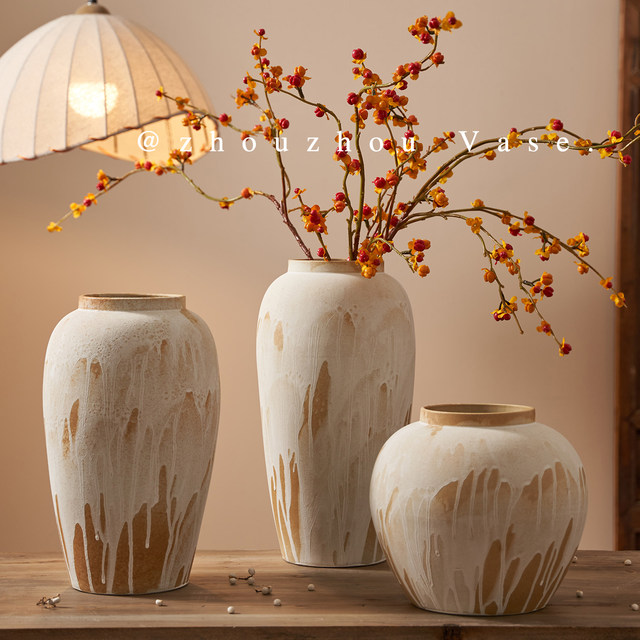 Vase ornaments, ceramics, new Chinese style wabi-sabi style, high-end living room, home entrance, B&B model room, Zen decoration