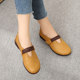 2025 Summer New Genuine Leather Women's Shoes Soft Leather Comfortable Large Size Single Shoes Flat Casual Mom Shoes Soft Sole Maternity Shoes