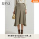 Lef Adidian's new spring design sense commuting versatile high-waisted skirt for women asymmetrical hem A-line long skirt