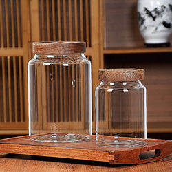 High temperature resistant glass bottle kitchen storage sealed jar seasoning bottle antiseptic Chinese medicine storage display box threaded mouth thickening