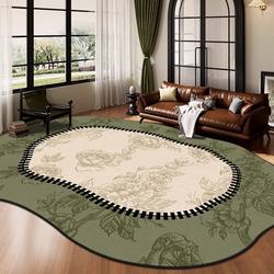Medieval Style Special-Shaped Living Room Carpet, Large-Area Sofa Coffee Table Mat, Home High-End Bedroom Study Floor Mat