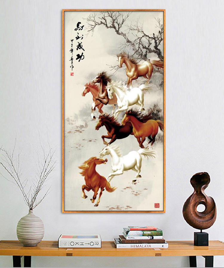 Ya Tong 馬油絵 - 万馬奔騰 - 新しい中国スタイル壁画