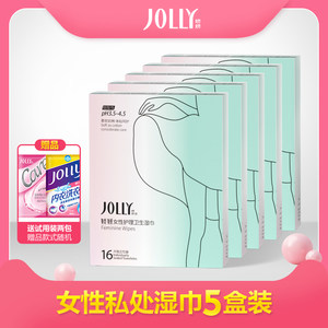 Jiaoyan women's wet wipes 16 pieces * 5 boxes Independent packaging of cleansing tissue paper, private parts care sanitary wipes