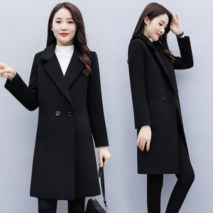 
Professional woolen coat for women mid-length 2025 new work clothes black autumn and winter thickened small woolen coat