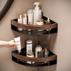 Walnut bathroom storage rack without drilling for bathroom