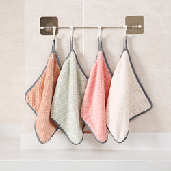 Hanging Coral Fleece Hand Towel Kitchen Dishwashing Oil-Removing Cloth Absorbent Cloth Lazy Dishwashing Cloth