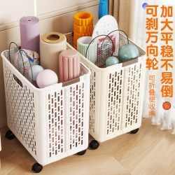 Yoga mat storage basket fitness equipment sports basketball badminton tools ball storage basket home storage rack wheel