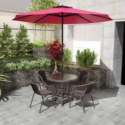 Outdoor Table and Chair Set with Umbrella, Three-Piece Combination for Garden Balcony, Leisure Small Coffee Table, Outdoor Open-Air Courtyard Table and Chairs