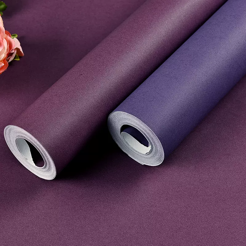 現代簡約北歐風格粉紫淡紫色壁紙浪漫紫絳紫色不織布壁紙家用