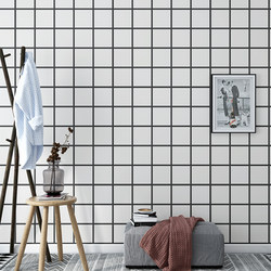 Checkered Square Wall Wallpaper for Restaurant and Milk Tea Shop Decoration, Commercial Black and White Grid Wallpaper, 2025 New Trendy Model