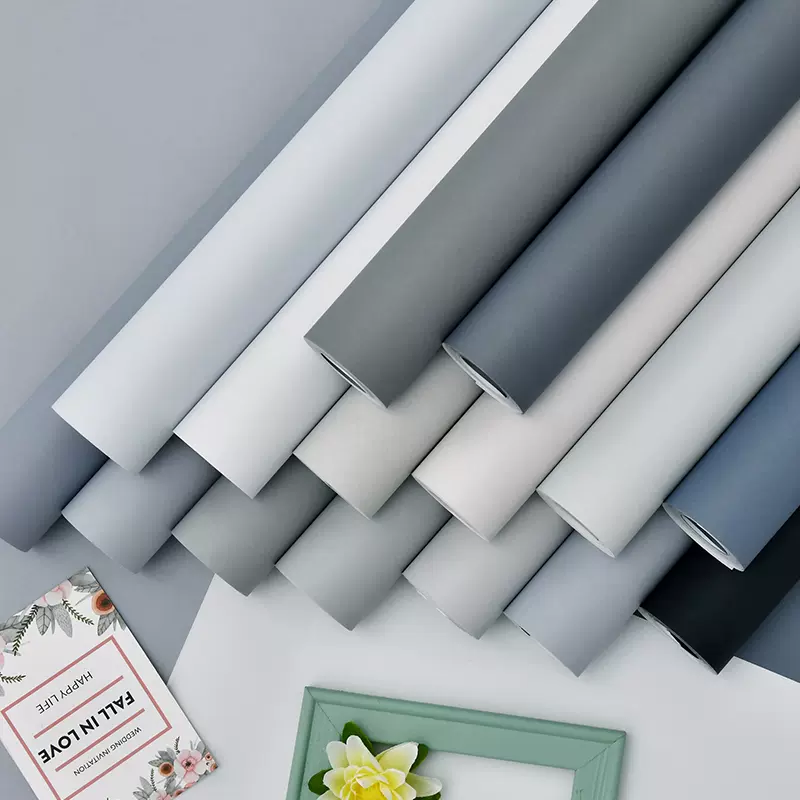 浅灰色系壁纸高级灰北欧风格深灰蓝灰烟灰纯色素无纺布墙纸背景墙 Taobao