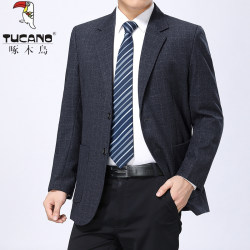 Woodpecker Suit Men's Spring and Autumn New Business Casual Middle-Aged and Elderly Dad's Single Suit Jacket Men's Thin Suit