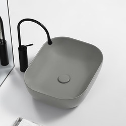 Modern Minimalist Countertop Basin, Gray Ceramic Washbasin for Home Bathroom Balcony, Small Washbasin, Single Basin