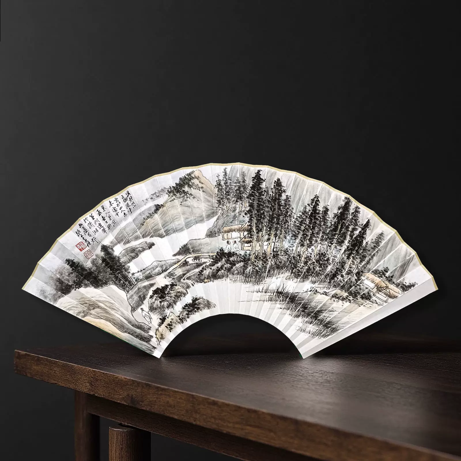 張大千 荷花折扇 手绘扇面荷花莲花仿张大千花鸟画扇子95寸16方折扇多图可定制