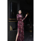 Original design high -definition velvet flower slim high waist printing temperament new Chinese cheongsam
