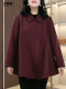 Large size women's warm jacket loose temperament simple casual fashion versatile lapel jacket fat mother windbreaker trend

