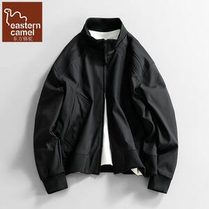 
Oriental Camel Double Zipper Flight Jacket Men's American Stiff Stand Collar Jacket Spring New Outdoor Jacket Trend